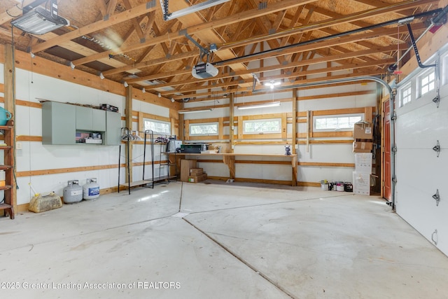 garage with a garage door opener