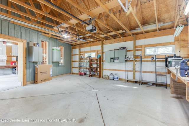 garage with a garage door opener