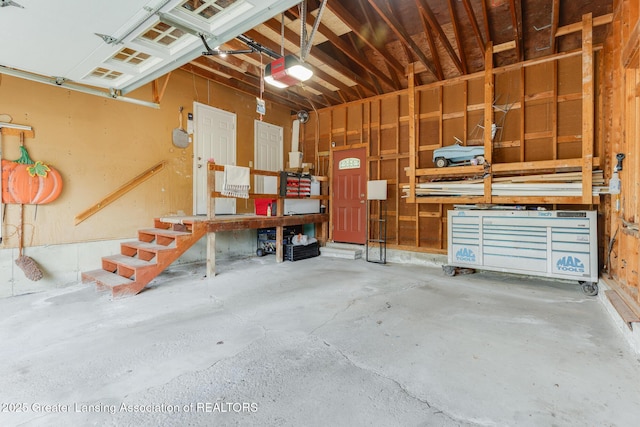 garage with a garage door opener