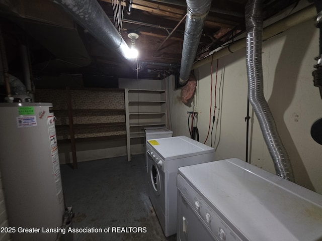 526 Fenton St, Lansing, MI 48910 - unfinished below grade area with water heater and separate washer and dryer