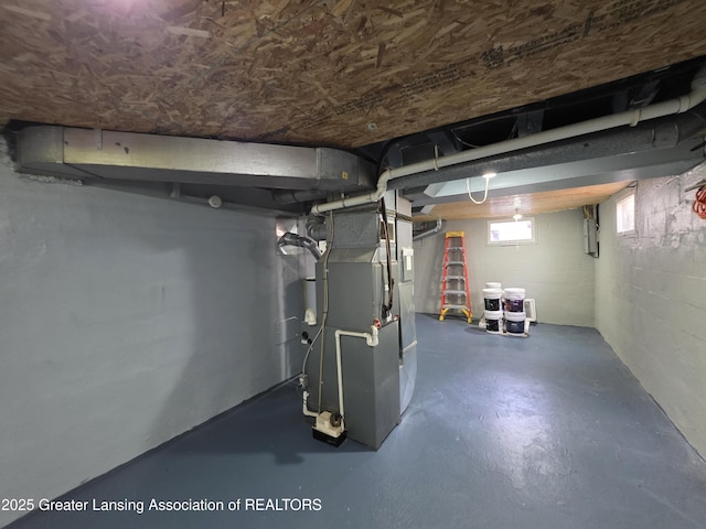 below grade area with heating unit