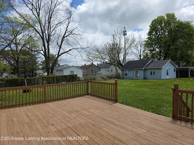 deck featuring a yard