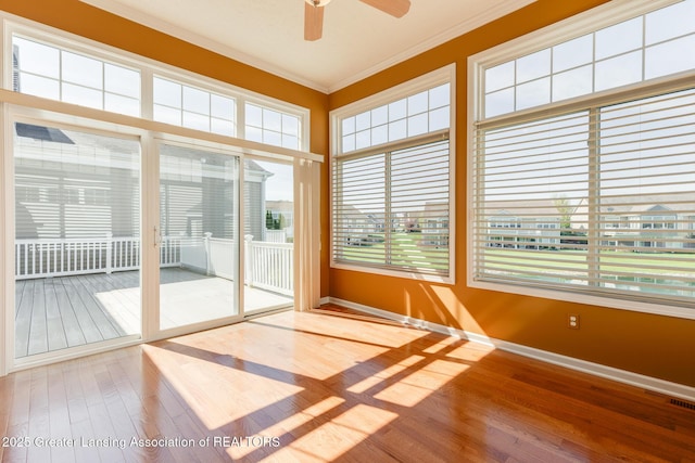 view of unfurnished sunroom