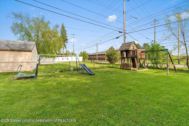 view of yard featuring a playground