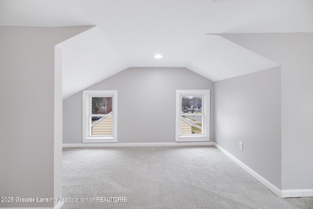 1416 Vermont Ave, Lansing, MI 48906 - additional living space featuring carpet flooring, vaulted ceiling, baseboards, and recessed lighting