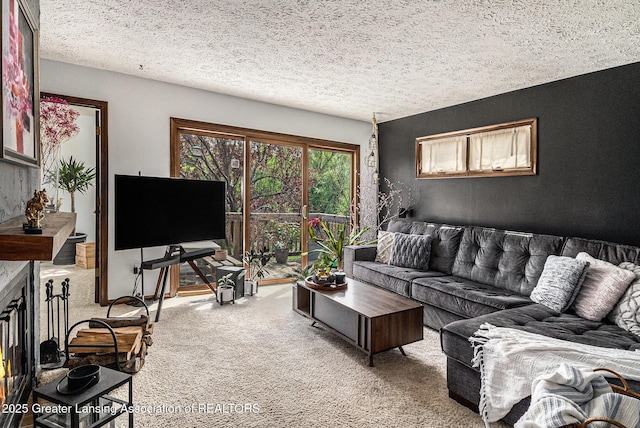 5431 Wild Oak Dr, East Lansing, MI 48823 - carpeted living room with a textured ceiling