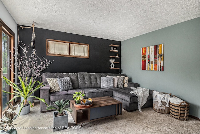 5431 Wild Oak Dr, East Lansing, MI 48823 - carpeted living room with a textured ceiling