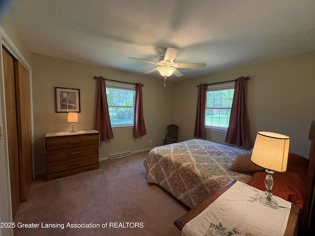 108 S Center St, Eaton Rapids, MI 48827 - bedroom featuring multiple windows, light colored carpet, a closet, and baseboards