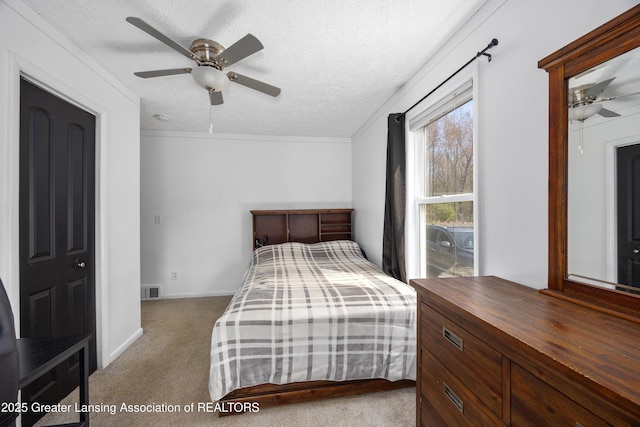 5364 Drumheller Rd, Bath, MI 48808 - carpeted bedroom featuring ceiling fan, a textured ceiling, and baseboards
