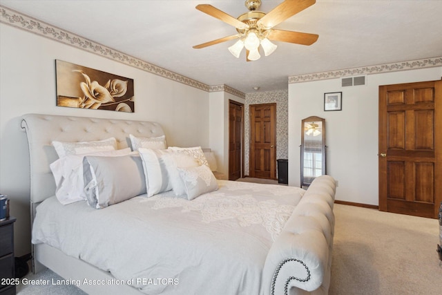 900 Oneida Woods Trl, Grand Ledge, MI 48837 - bedroom with carpet flooring, a ceiling fan, and baseboards