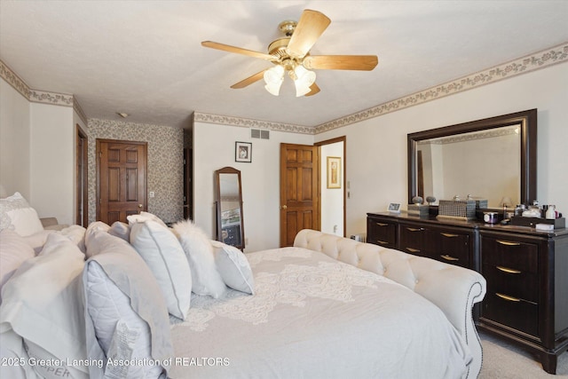 900 Oneida Woods Trl, Grand Ledge, MI 48837 - bedroom with a ceiling fan and light carpet
