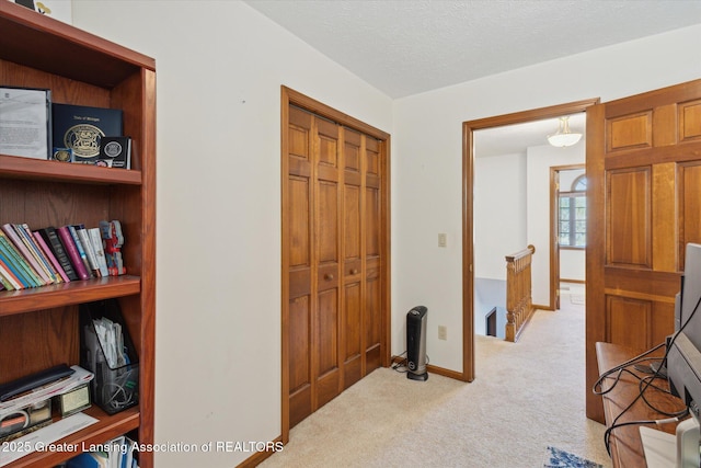 900 Oneida Woods Trl, Grand Ledge, MI 48837 - hall with carpet flooring, an upstairs landing, and baseboards