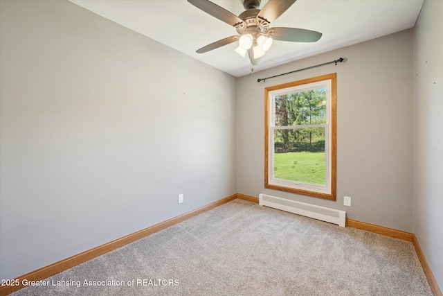 3415 W Needmore Hwy, Charlotte, MI 48813 - unfurnished room featuring a baseboard radiator, light colored carpet, and baseboards