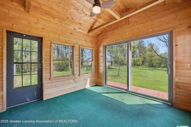 3415 W Needmore Hwy, Charlotte, MI 48813 - unfurnished sunroom with a ceiling fan