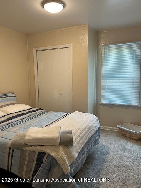 1209 Hapeman St, Lansing, MI 48915 - bedroom with carpet, a closet, and baseboards