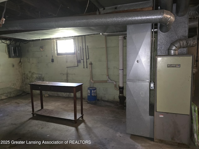 1045 N Larch St, Lansing, MI 48906 - basement with heating unit and electric panel