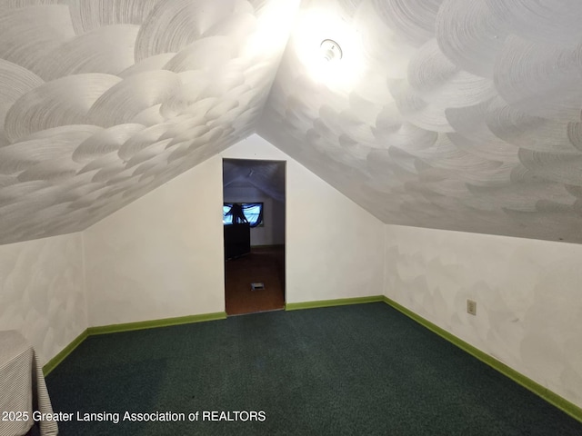 1045 N Larch St, Lansing, MI 48906 - additional living space with vaulted ceiling, carpet, and baseboards