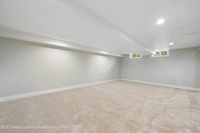 263 E Sherwood Rd, Williamston, MI 48895 - below grade area featuring carpet, recessed lighting, and baseboards