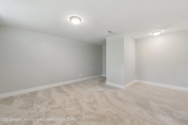 263 E Sherwood Rd, Williamston, MI 48895 - below grade area featuring light carpet, baseboards, and a textured ceiling