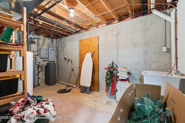 view of unfinished basement