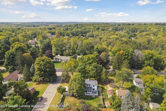 aerial view of a heavily wooded area