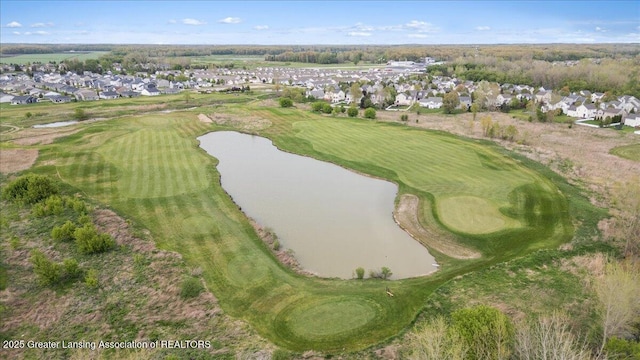 3837 Plover Pl, East Lansing, MI 48823 - aerial view of property and surrounding area featuring nearby suburban area, a nearby body of water, and a local golf course