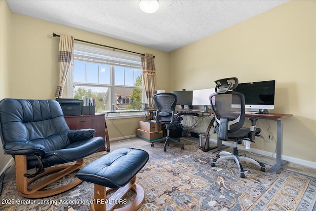 3837 Plover Pl, East Lansing, MI 48823 - carpeted office featuring baseboards and a textured ceiling