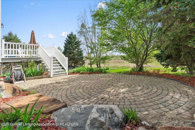 3837 Plover Pl, East Lansing, MI 48823 - view of patio / terrace with stairs and a deck