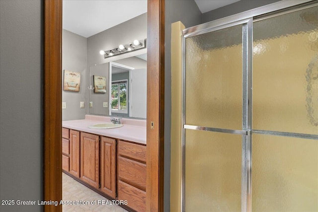 1263 Leeward Dr, Okemos, MI 48864 - bathroom featuring a shower stall and vanity
