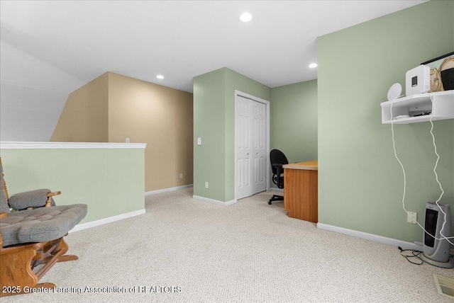 13503 Cottonwood Ct, Dewitt, MI 48820 - office space featuring light carpet, baseboards, and recessed lighting