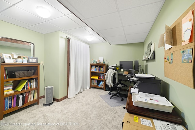 2335 N Concord Rd, Albion, MI 49224 - office area featuring carpet floors and a paneled ceiling