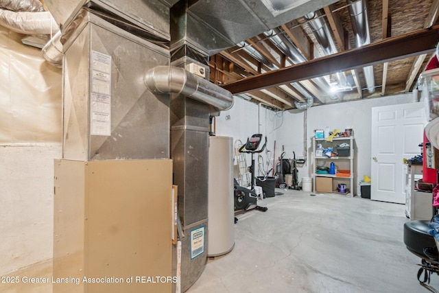 unfinished below grade area with water heater