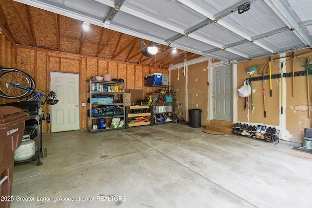 garage with a garage door opener