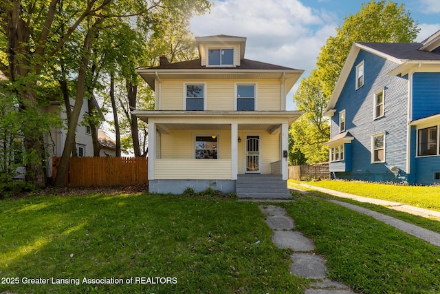811 Princeton Ave, Lansing, MI 48915 - american foursquare style home with a porch and a chimney