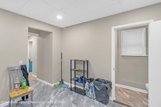 114 Haze St, Lansing, MI 48917 - game room featuring baseboards, a drop ceiling, and recessed lighting