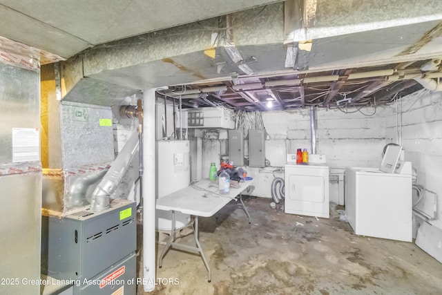 922 Dakin St, Lansing, MI 48912 - unfinished below grade area featuring washer and dryer and electric panel