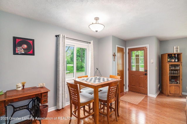 12197 W Greenfield Rd, Lansing, MI 48917 - dining area featuring plenty of natural light, light wood-style floors, baseboards, and a textured ceiling