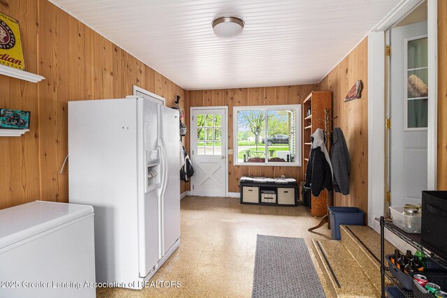 12197 W Greenfield Rd, Lansing, MI 48917 - washroom with wooden walls