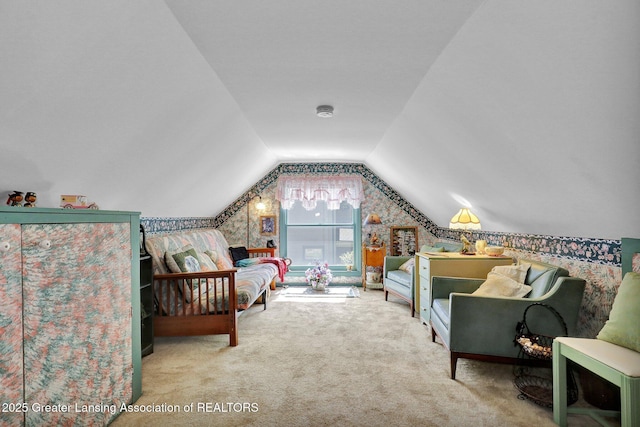 411 Jackson St, Grand Ledge, MI 48837 - bedroom with carpet floors and vaulted ceiling