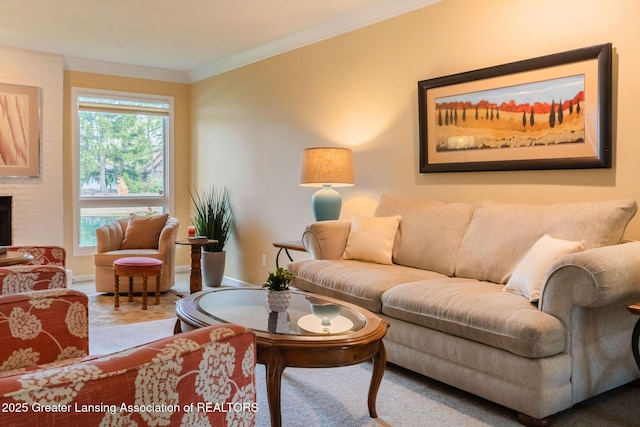 1455 Lakeside Dr, East Lansing, MI 48823 - living area featuring crown molding and carpet flooring