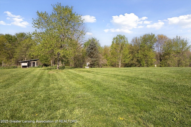 15426 S Lowell Rd, Lansing, MI 48906 - view of green lawn with a wooded view