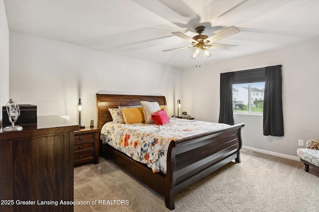 1123 Chesham Ln, Grand Ledge, MI 48837 - bedroom featuring light carpet, baseboards, and ceiling fan