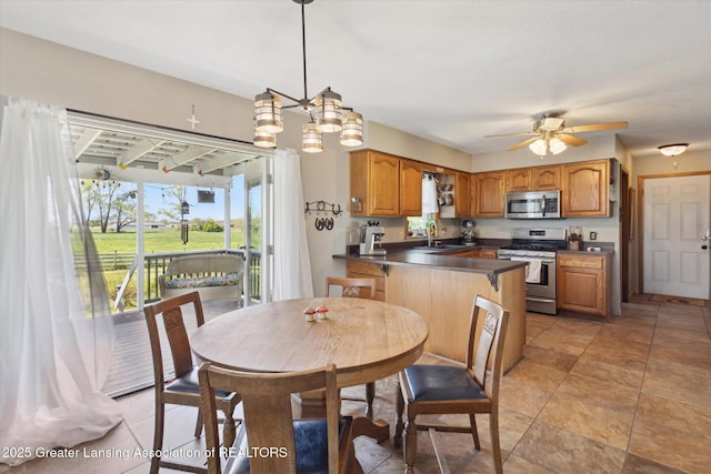 12898 Walker Rd, Leslie, MI 49251 - dining room featuring ceiling fan