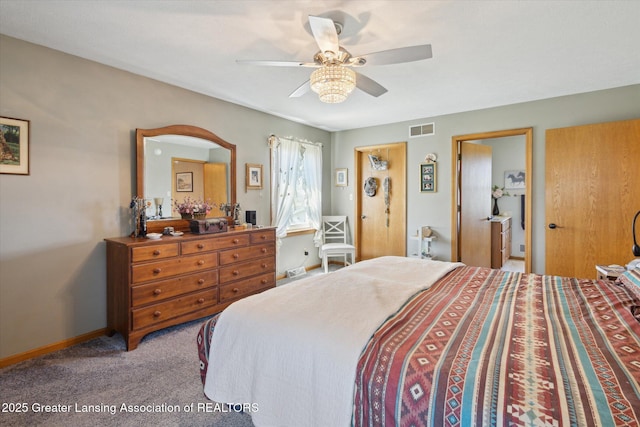 12898 Walker Rd, Leslie, MI 49251 - carpeted bedroom featuring baseboards and a ceiling fan