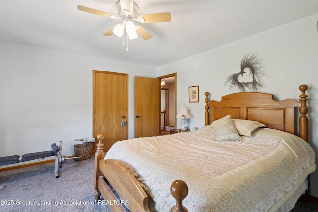 12898 Walker Rd, Leslie, MI 49251 - carpeted bedroom with a ceiling fan and baseboards