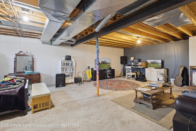 12898 Walker Rd, Leslie, MI 49251 - unfinished below grade area featuring carpet floors