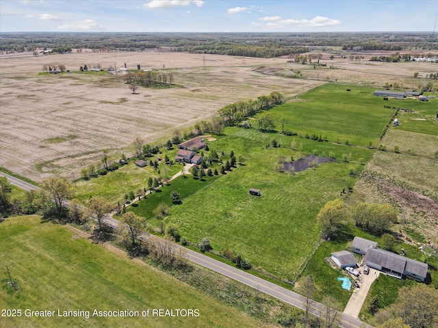 12898 Walker Rd, Leslie, MI 49251 - aerial view of property and surrounding area with rural landscape