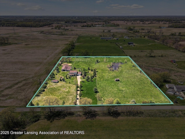 12898 Walker Rd, Leslie, MI 49251 - aerial view of sparsely populated area with property boundaries highlighted