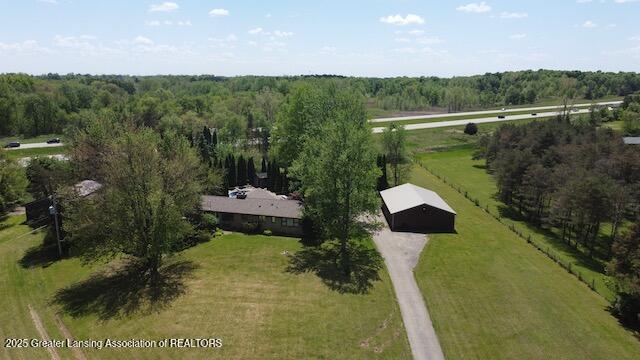 6157 W Stoll Rd, Lansing, MI 48906 - aerial overview of property's location featuring rural landscape