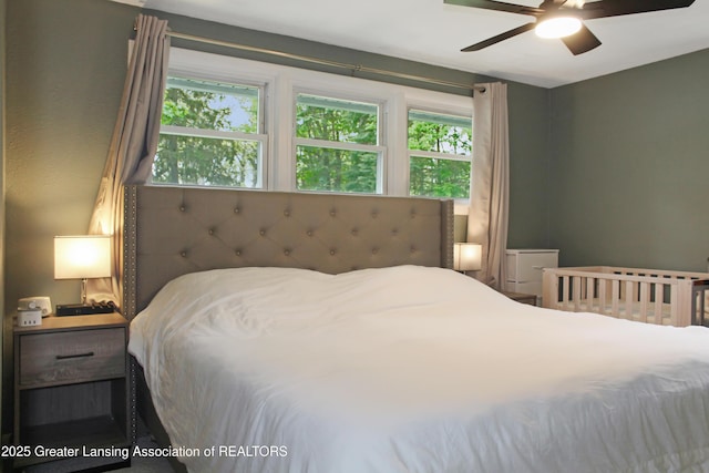 14275 Webster Rd, Bath, MI 48808 - bedroom with multiple windows and a ceiling fan